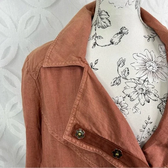 Free People Moto Linen Blend Jacket in Rosewood - Picture 4 of 9